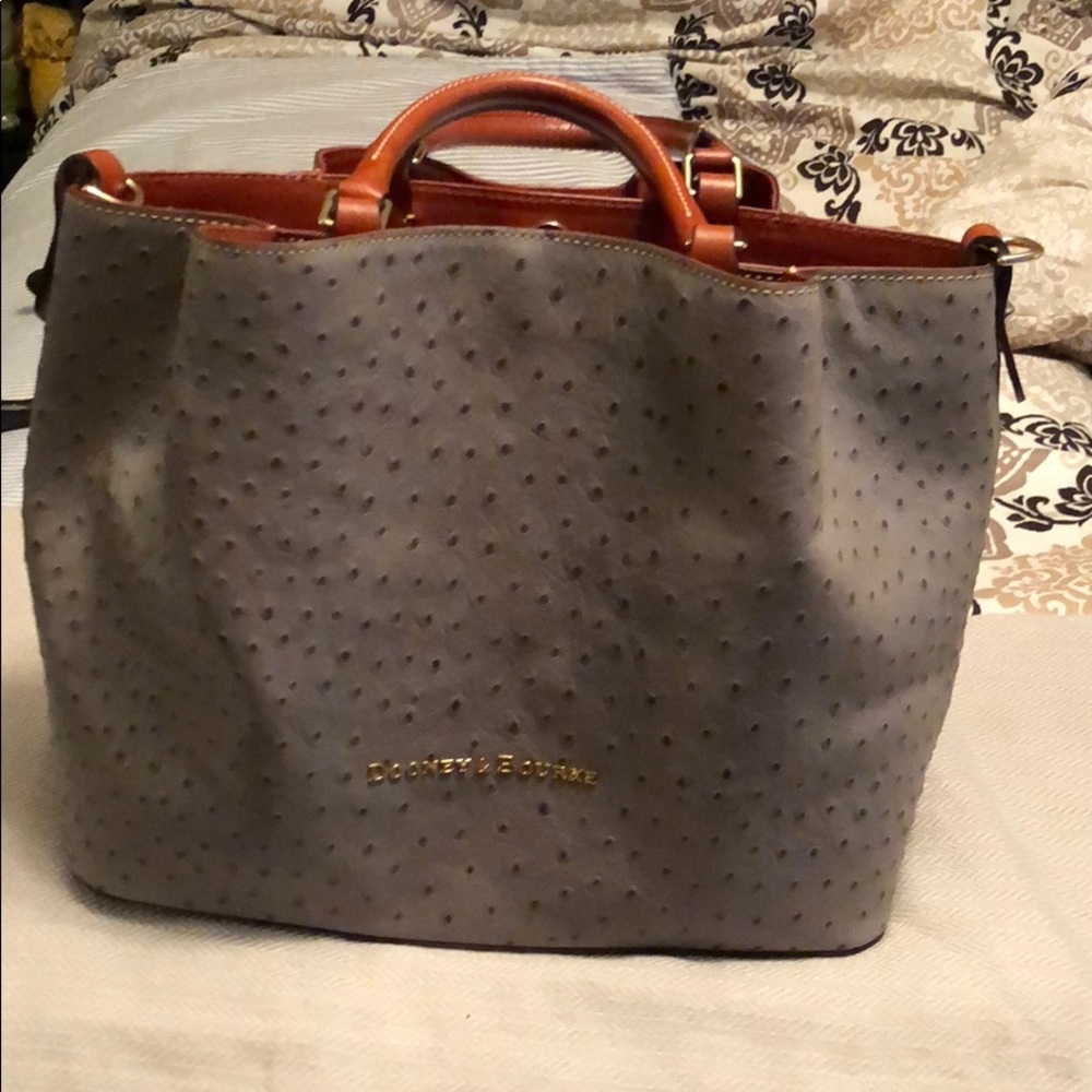 NWOT DOONEY & BURKE OSTRICH LARGE BARLOW BAG